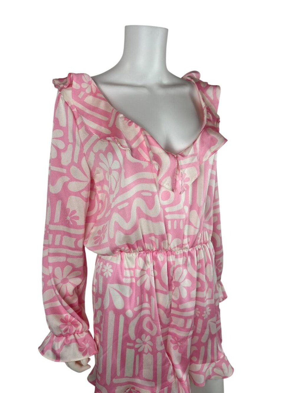 Never Fully Dressed Pink Dallas Playsuit Womens US 8 Retro Floral Print Ruffle - Picture 5 of 13